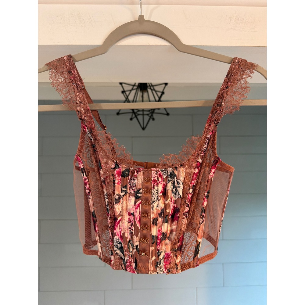 Victoria's Secret Dream Angels Floral Lace Corset Top Mauve XS B70 11188037